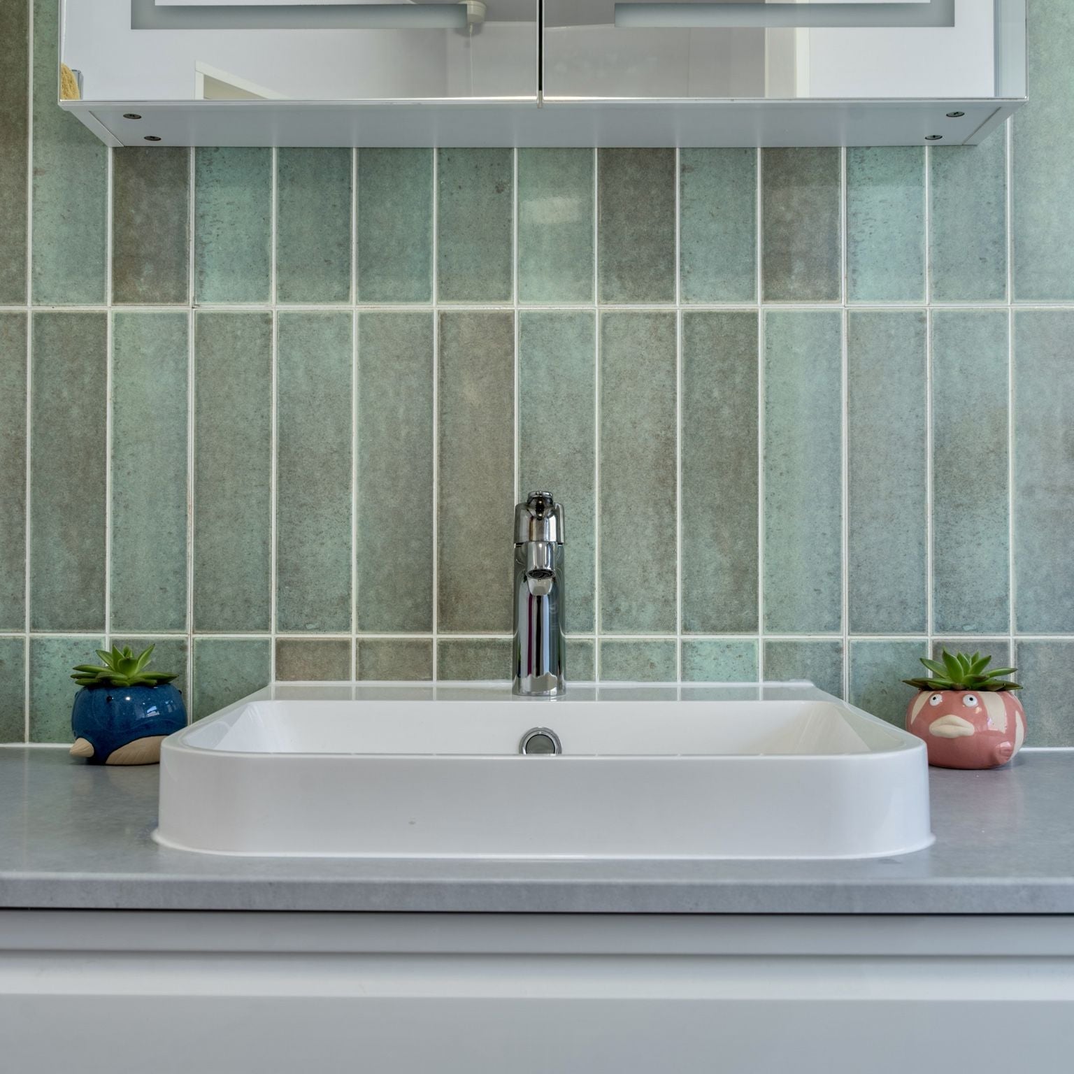 Rapid Tile™ Tile Effect Bathroom Wall Panel – Sage Green - Waterproof Shower Panel