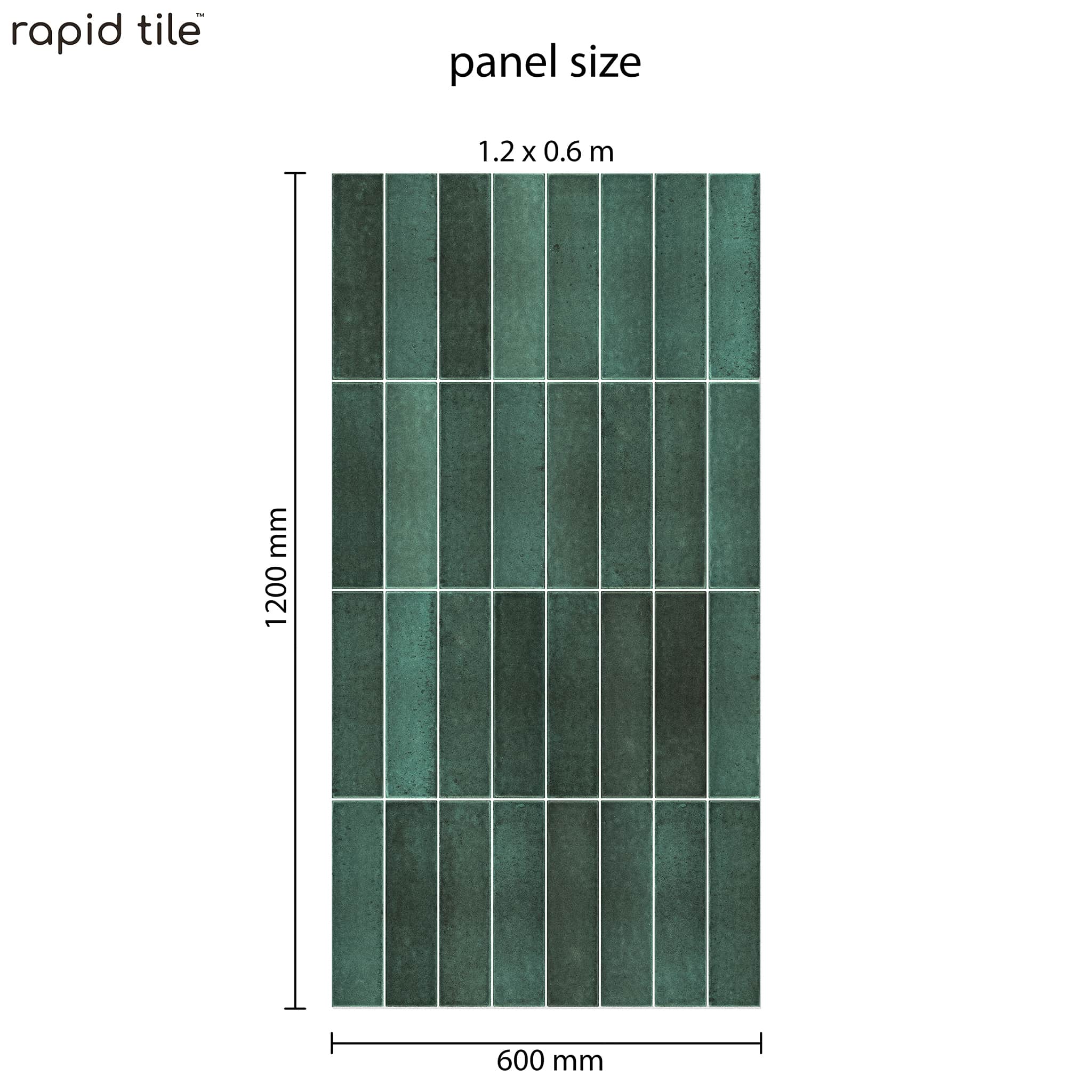 Rapid Tile™ Tile Effect Bathroom Wall Panel – Bottle Green - Waterproof Shower Panel