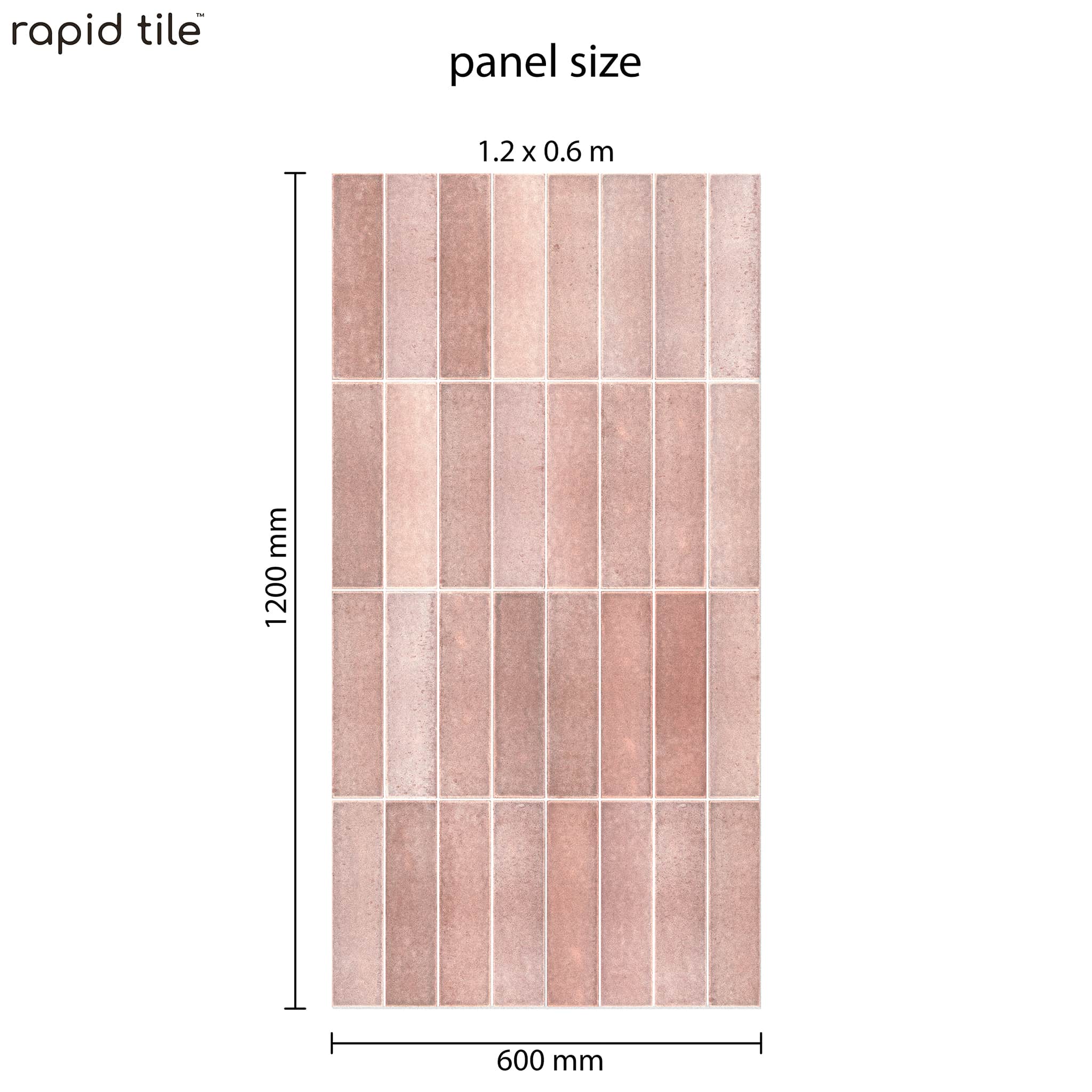 Rapid Tile™ Tile Effect Bathroom Wall Panel – Rose Pink - Waterproof Shower Panel