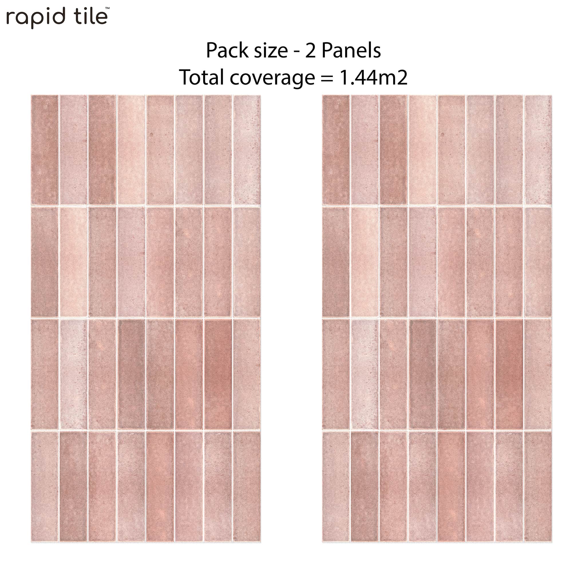 Rapid Tile™ Tile Effect Bathroom Wall Panel – Rose Pink - Waterproof Shower Panel