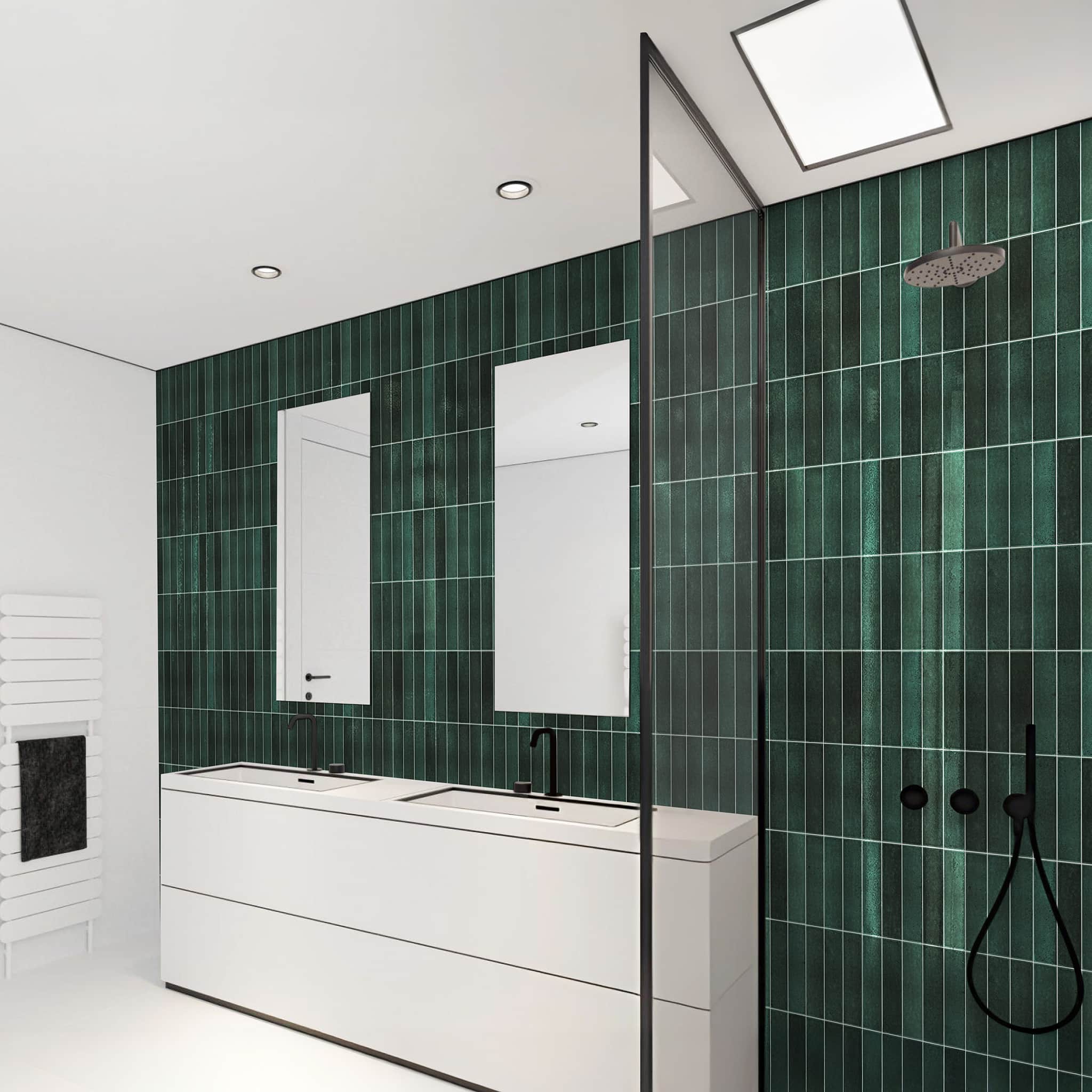 Rapid Tile™ Tile Effect Bathroom Wall Panel – Bottle Green - Waterproof Shower Panel