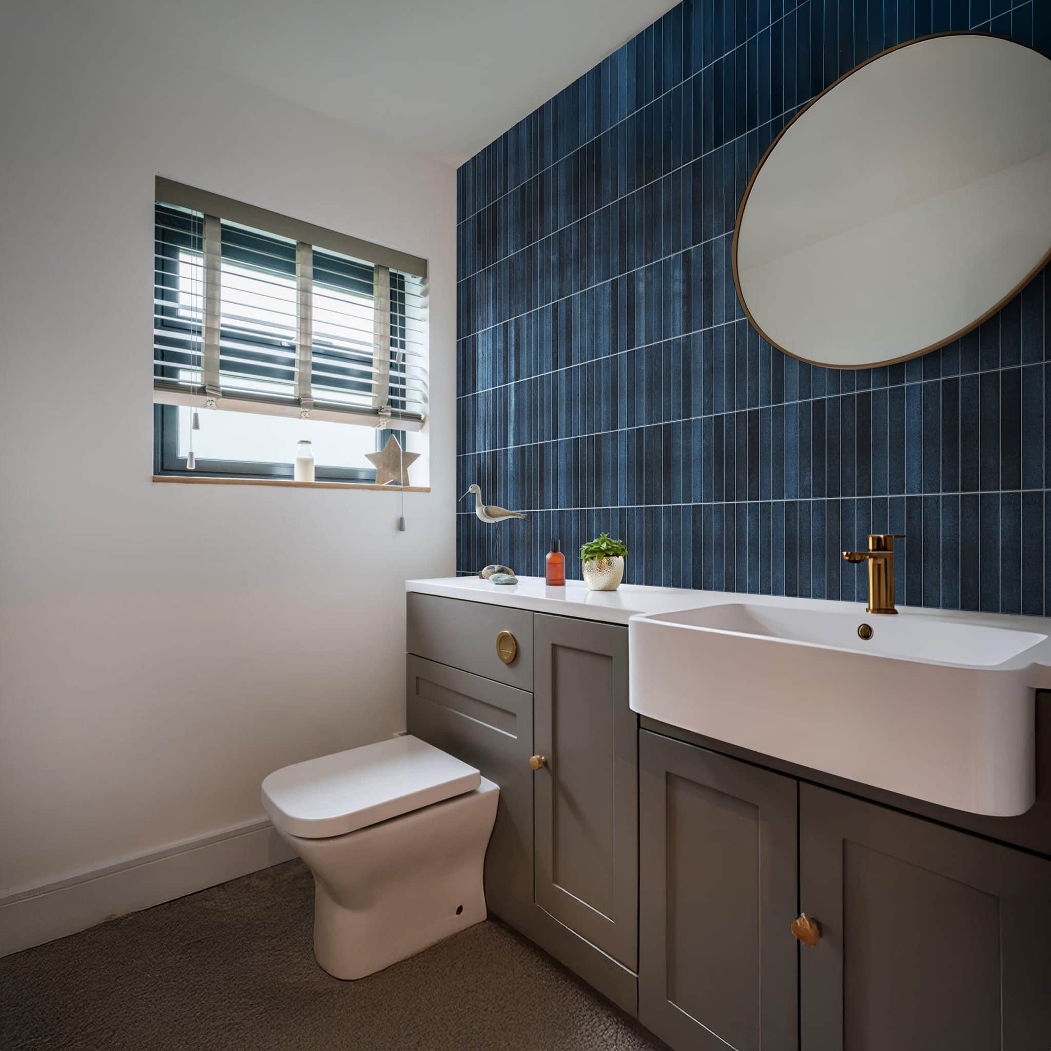 Rapid Tile™ Tile Effect Bathroom Wall Panel – Royal Blue Waterproof Shower Panel