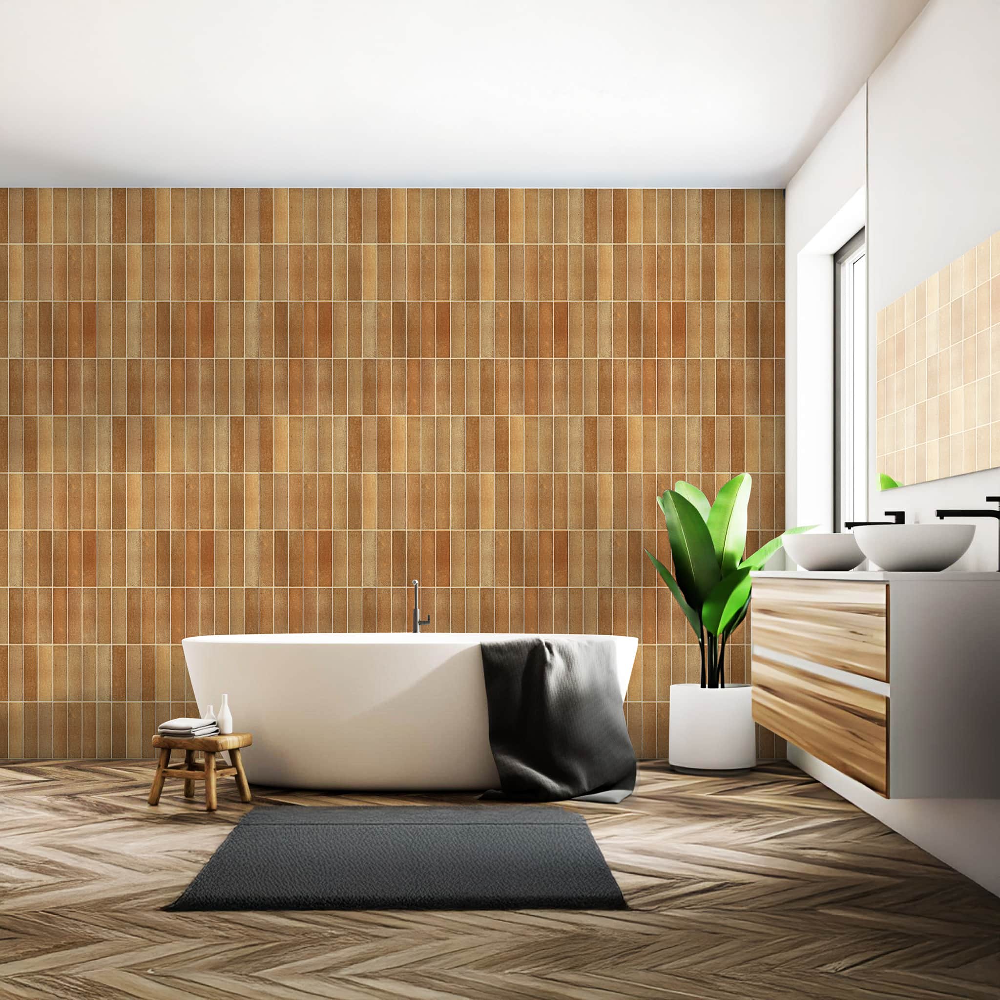 Rapid Tile™ Tile Effect Bathroom Wall Panel – Terracotta Waterproof Shower Panel