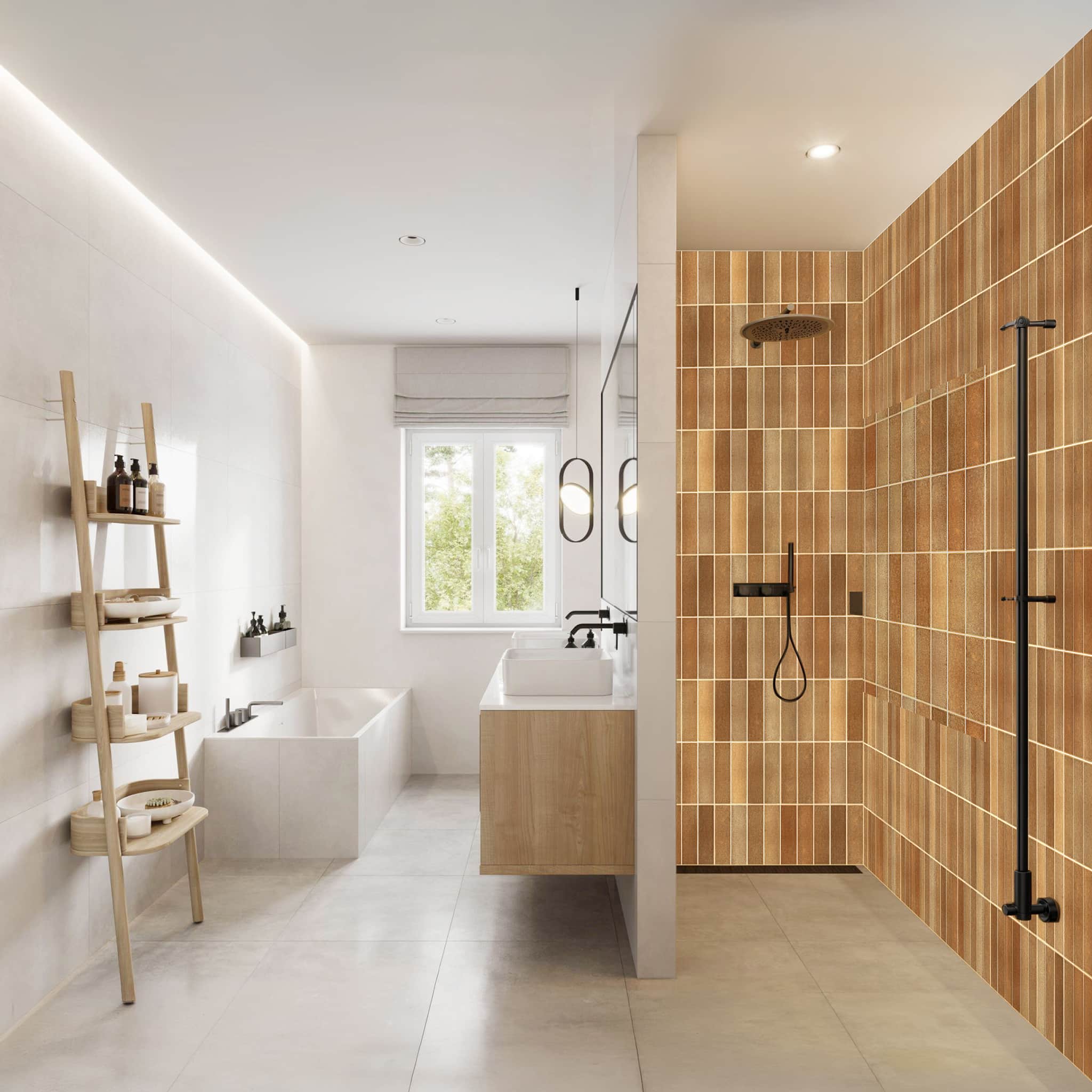 Rapid Tile™ Tile Effect Bathroom Wall Panel – Terracotta Waterproof Shower Panel