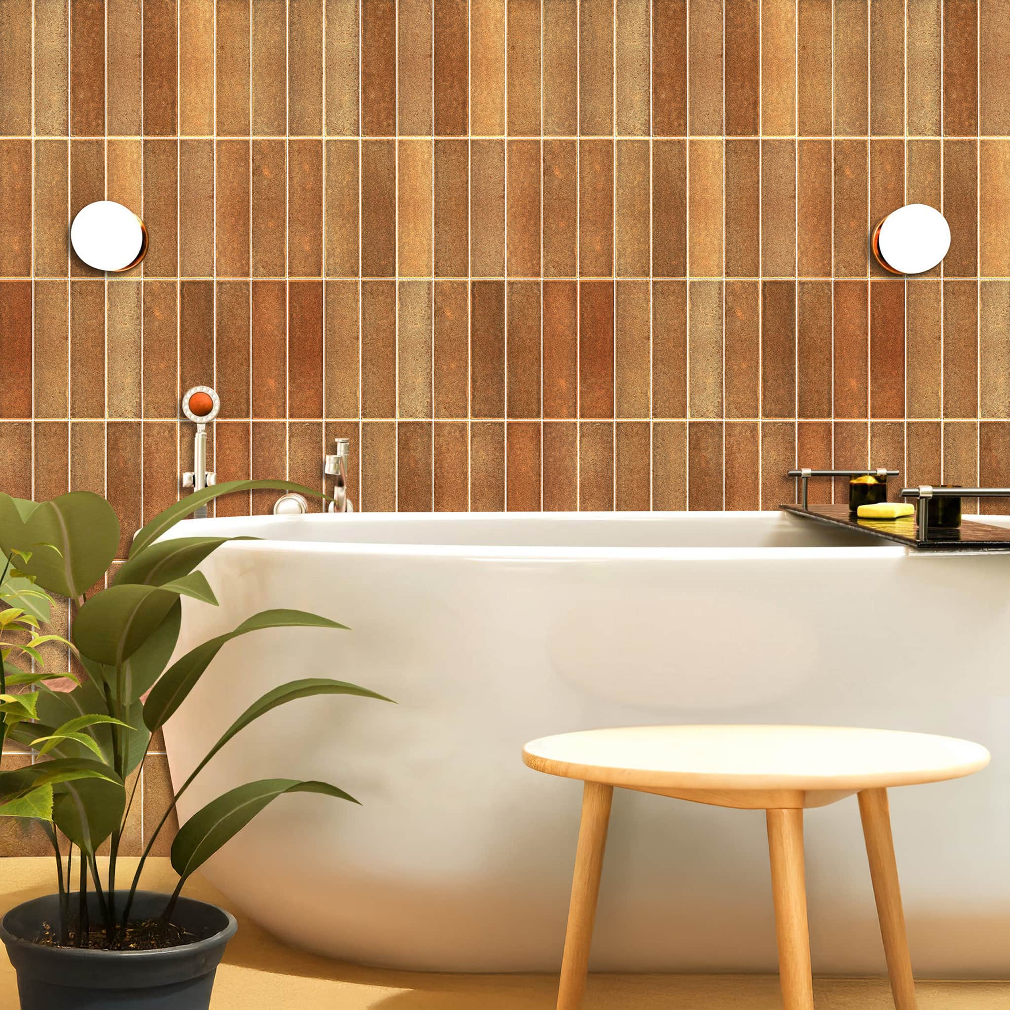 Rapid Tile™ Tile Effect Bathroom Wall Panel – Terracotta Waterproof Shower Panel