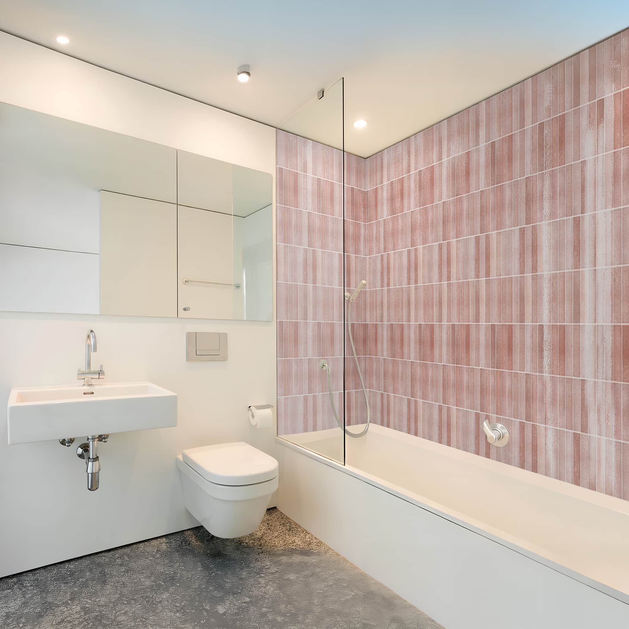 Rapid Tile™ Tile Effect Bathroom Wall Panel – Rose Pink - Waterproof Shower Panel