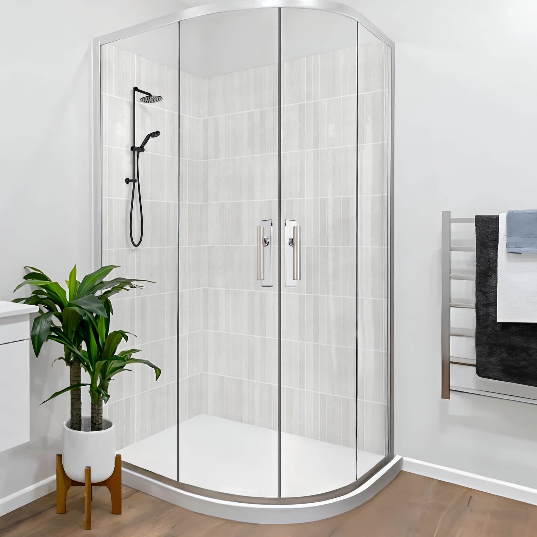 Rapid Tile™ Tile Effect Bathroom Wall Panel – Ivory White - Waterproof Shower Panel